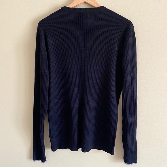 Italian Ribbed Black Crew Neck Sweater - Picture 2 of 6